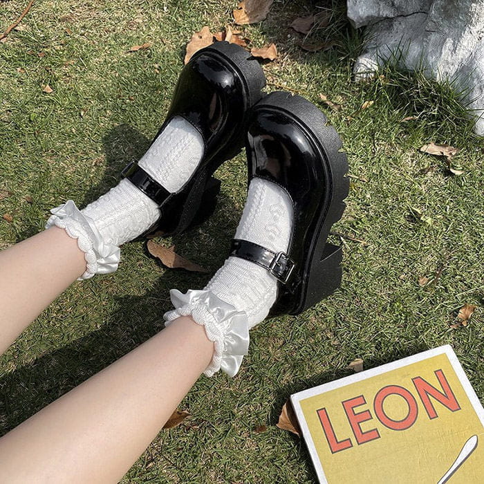 Kawaii Lolita Bow Platform Sandals - EU34 (US4.0) / Without