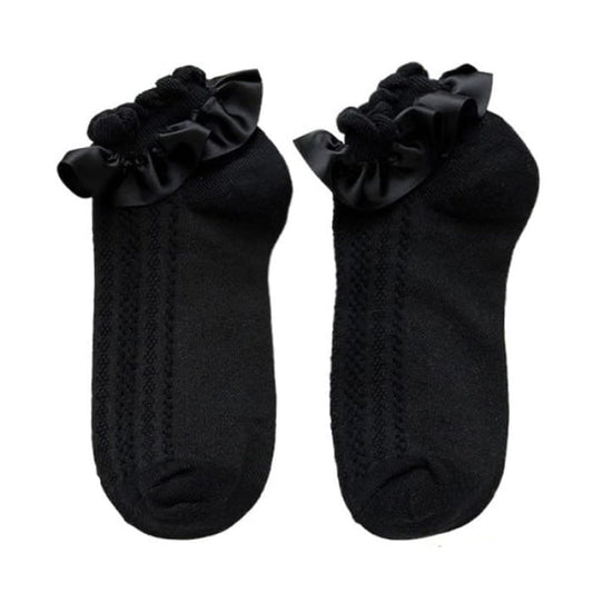 Kawaii Lolita Ruffle Socks - Black