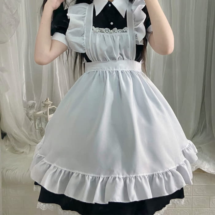 Kawaii Sweet Ruffled Maid Lolita Dress