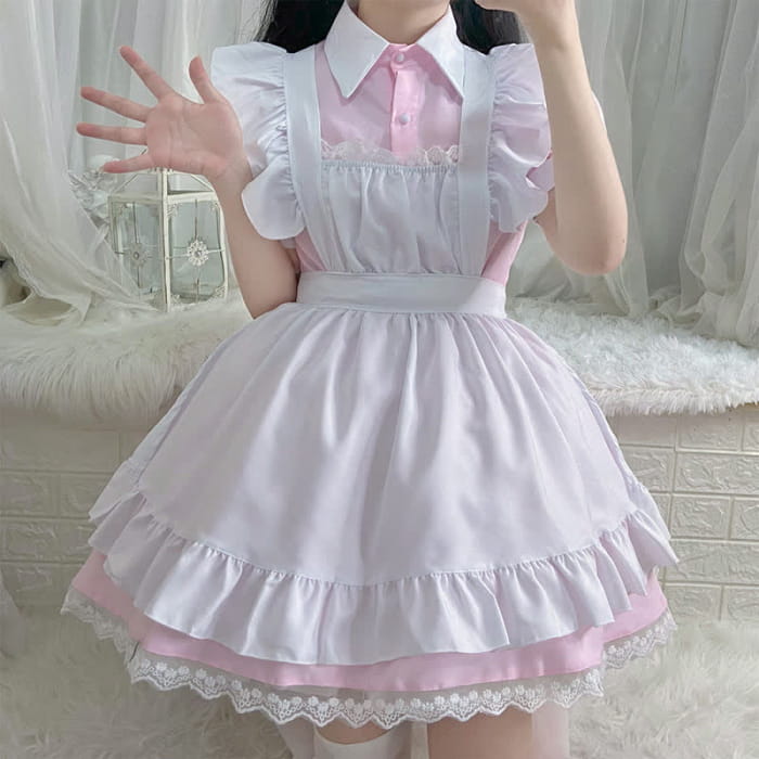 Kawaii Sweet Ruffled Maid Lolita Dress