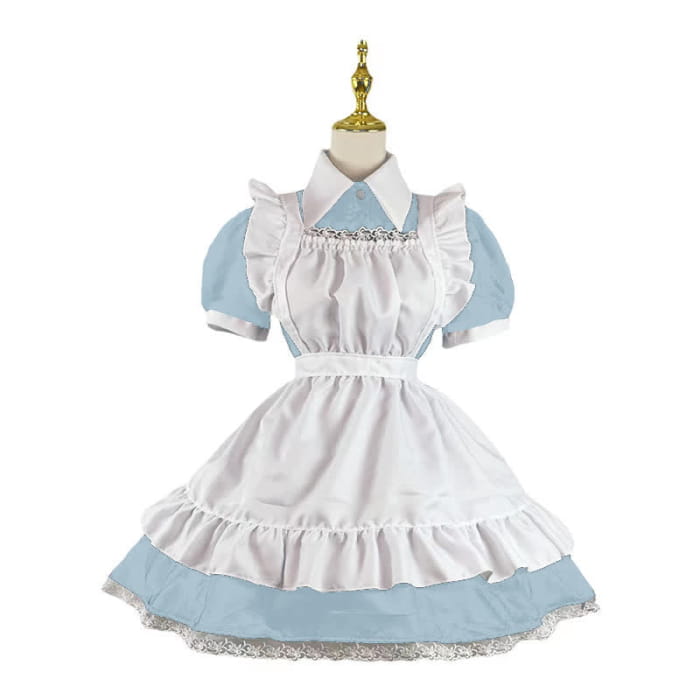 Kawaii Sweet Ruffled Maid Lolita Dress - Blue / XS