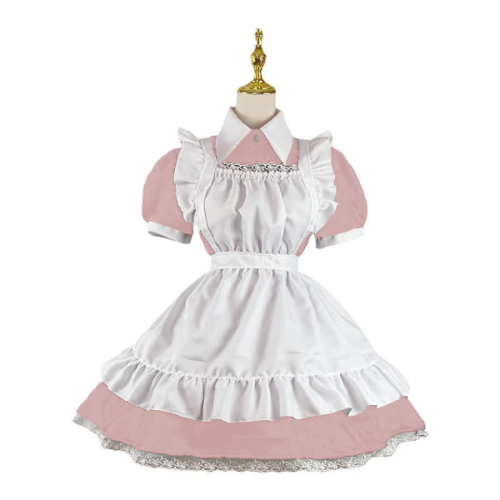 Kawaii Sweet Ruffled Maid Lolita Dress - Pink / XS