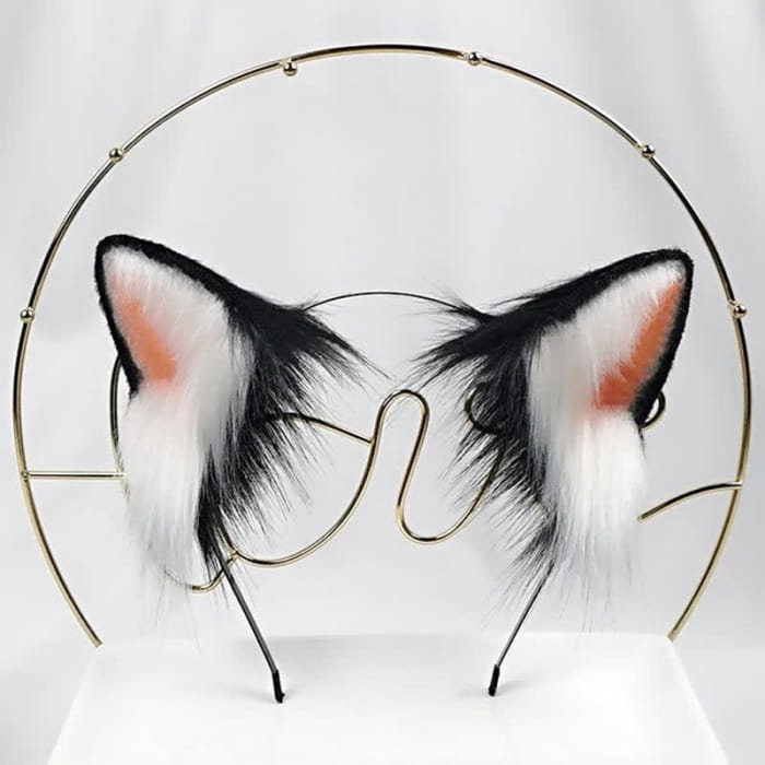 Kitty Ears Tail Headband Accessory - Black & White