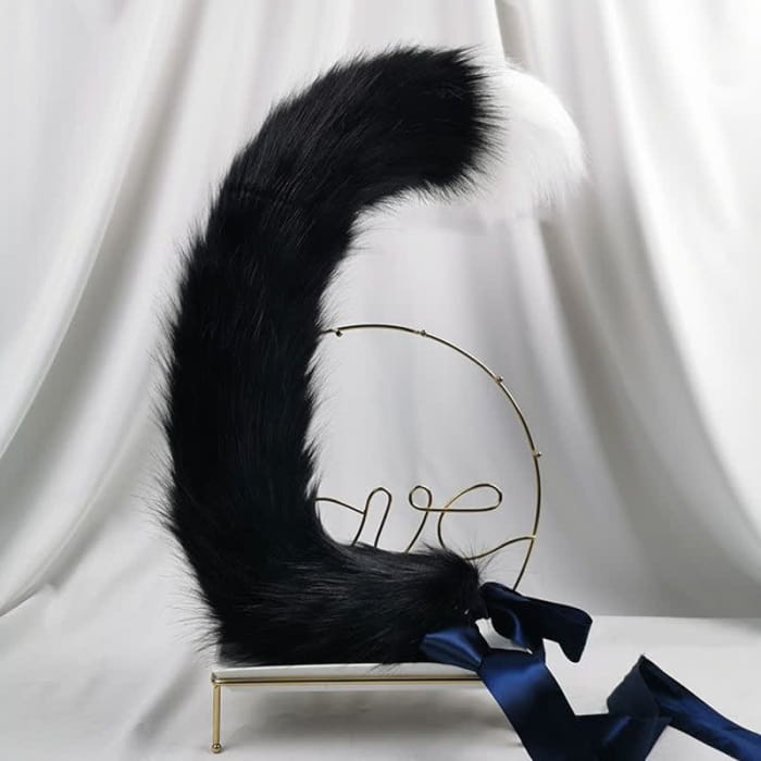 Kitty Ears Tail Headband Accessory - Black & White