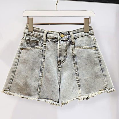 Kitty Print Cold Shouder Chiffon Shirt Casual Denim Shorts