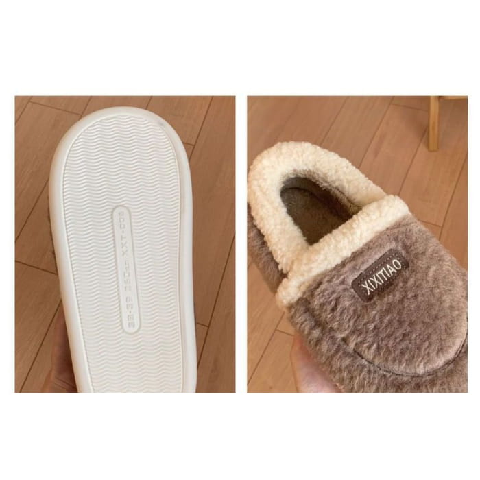 Label Applique Fluffy Slippers