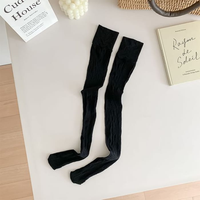 Lace Over-the-Knee Socks - Black / One Size