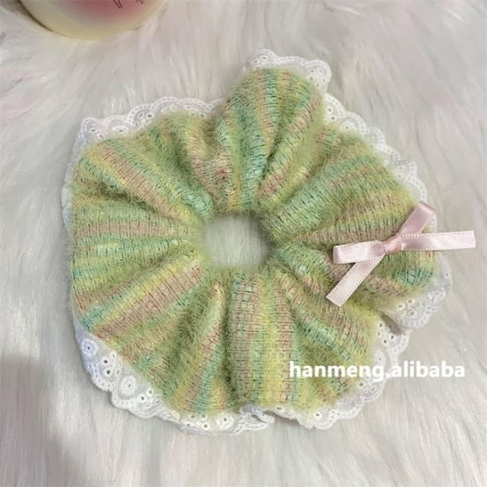 Lace Scrunchie - With Bow - Green / S