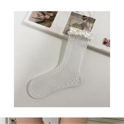 Lace Trim Fishnet Socks