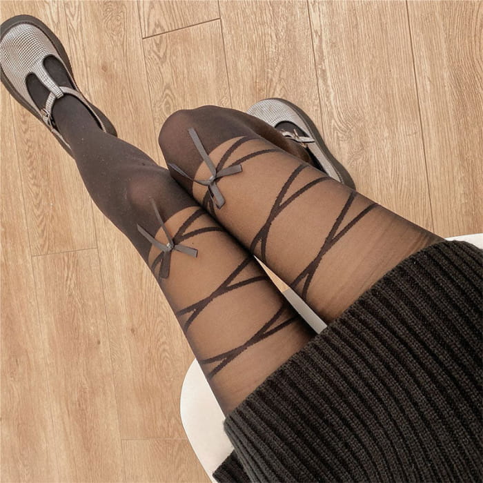 Lace Up Bow Knot Splice JK Stockings