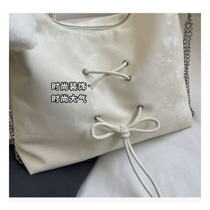 Lace Up Chain Tote Bag