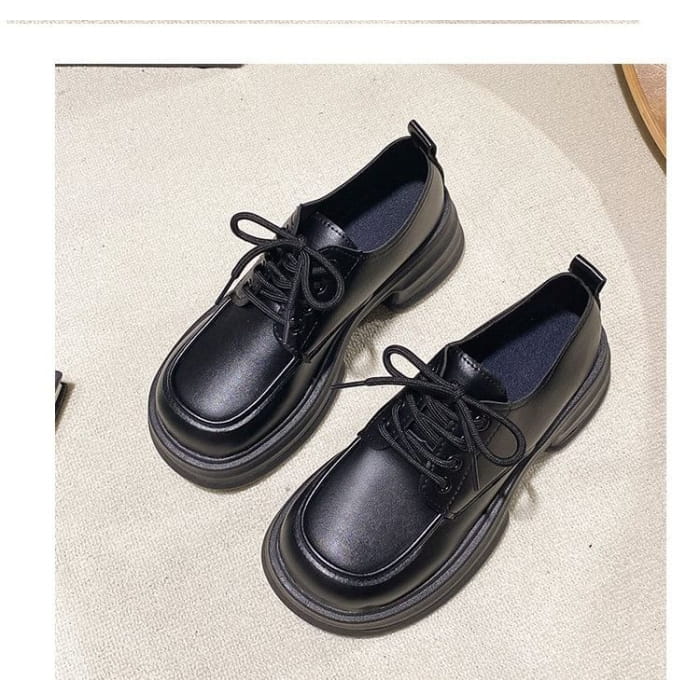 Lace-Up Platform Chunky Heel Derby Shoes