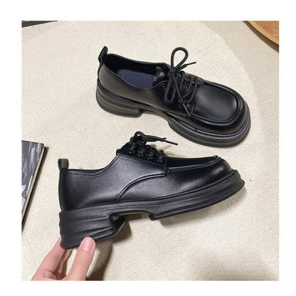 Lace-Up Platform Chunky Heel Derby Shoes