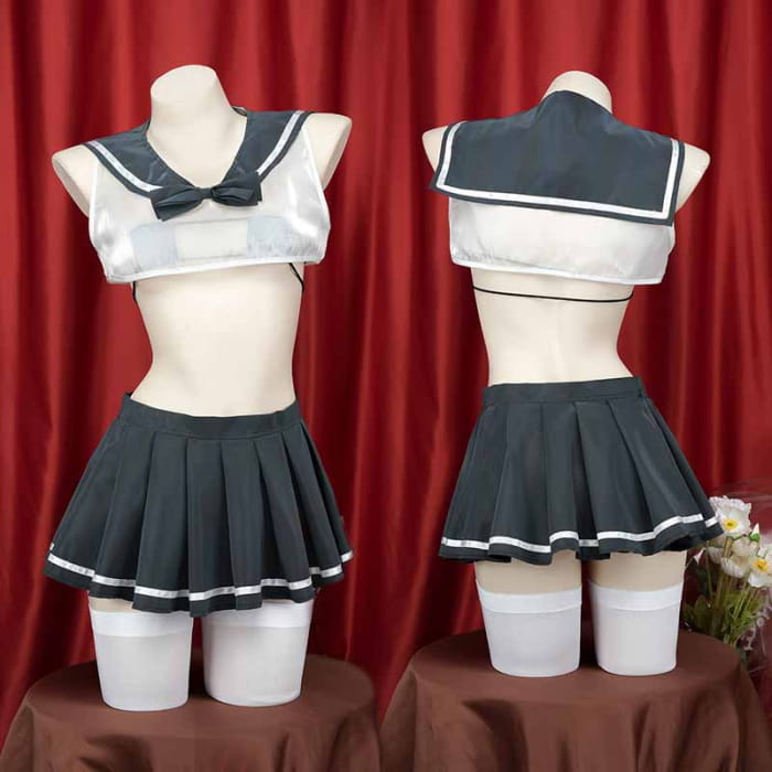 Laser Reflective Sailor Collat JK Uniform Lingerie Set