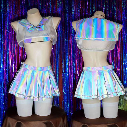 Laser Reflective Sailor Collat JK Uniform Lingerie Set