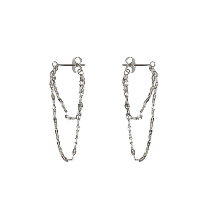 Layered Chained Alloy Dangle Earring