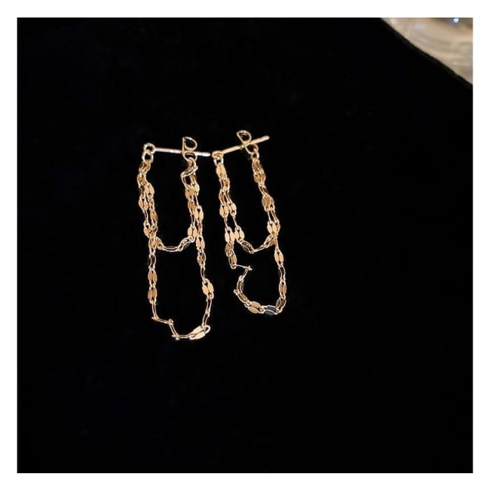 Layered Chained Alloy Dangle Earring