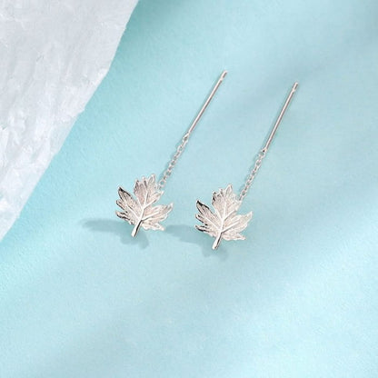 Leaf Alloy Threader Earring