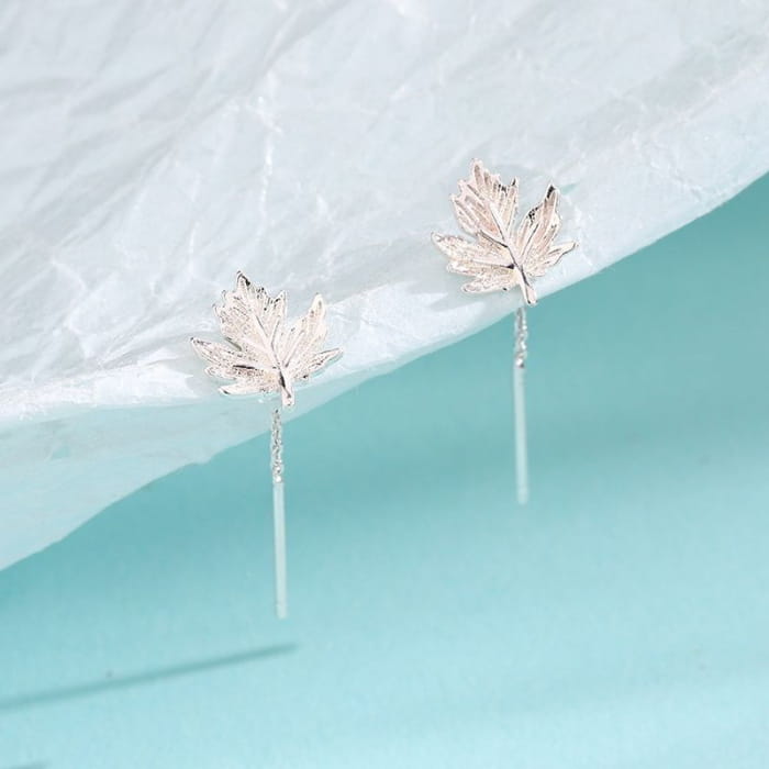 Leaf Alloy Threader Earring