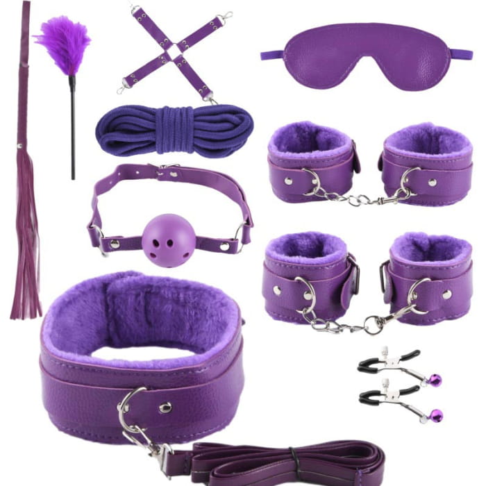 Leather Maid Cosplay Accessories 10 Piece Set - Purple