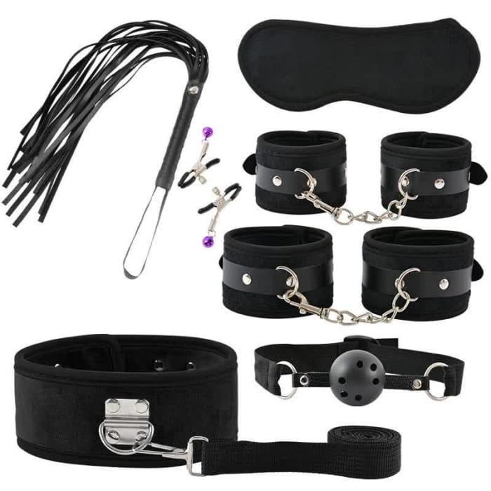 Leather Maid Cosplay Accessories 7 Piece Set - Black