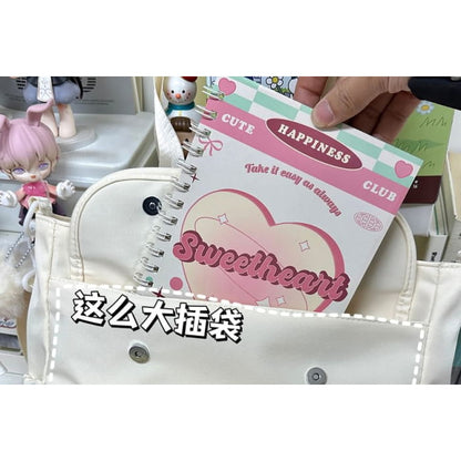 Letter Embroidered Multi-Pocket Tote Bag / Coin Purse