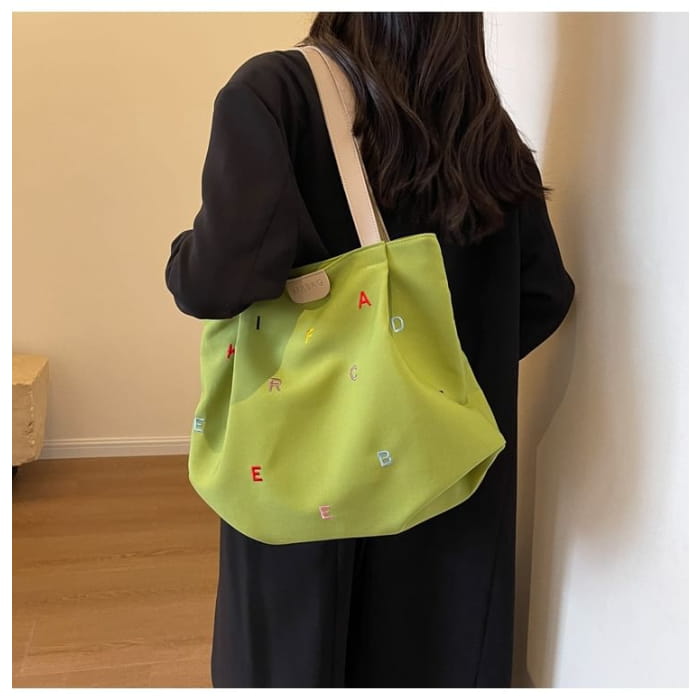 Letter Embroidered Tote Bag