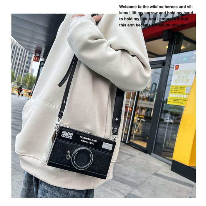 Lettering Camera Crossbody Bag