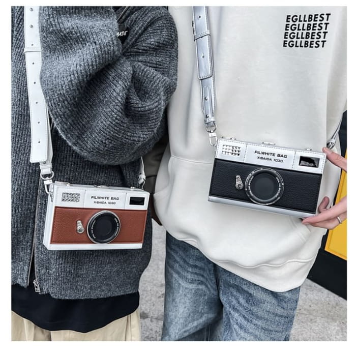 Lettering Camera Crossbody Bag