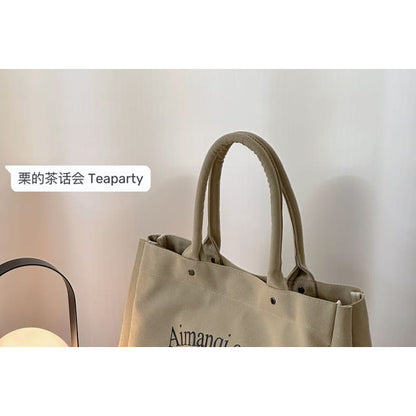 Lettering Canvas Tote Bag / Charm / Set