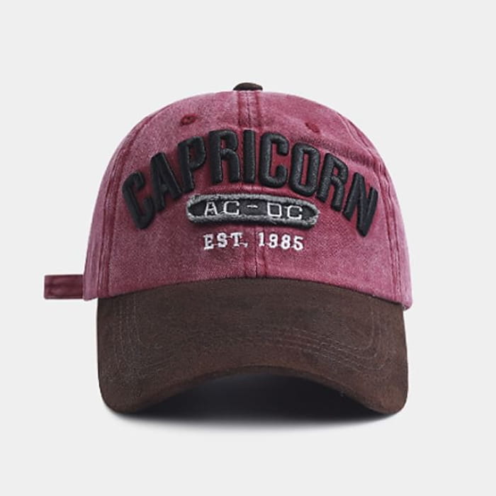 Lettering Embroidered Panel Baseball Cap - Wine Red