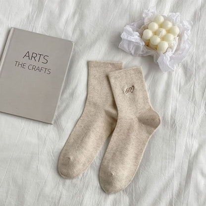 Lettering Embroidered Socks / Set