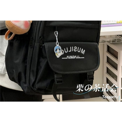 Lettering Flap Backpack / Charm / Set - Backpacks