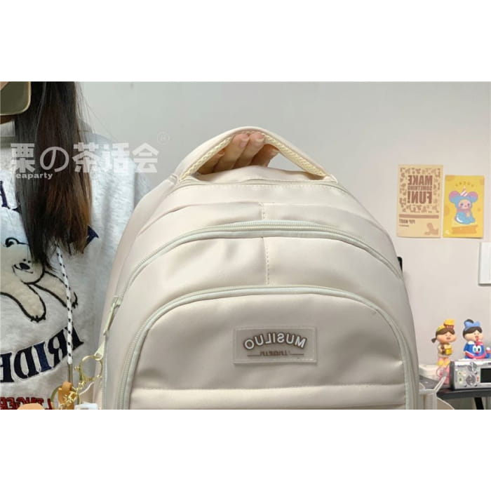 Lettering Flap Backpack / Charm / Set - Backpacks