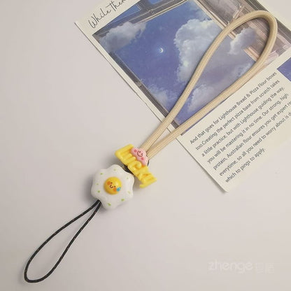 Lettering Fried Egg Phone Strap - Accessories