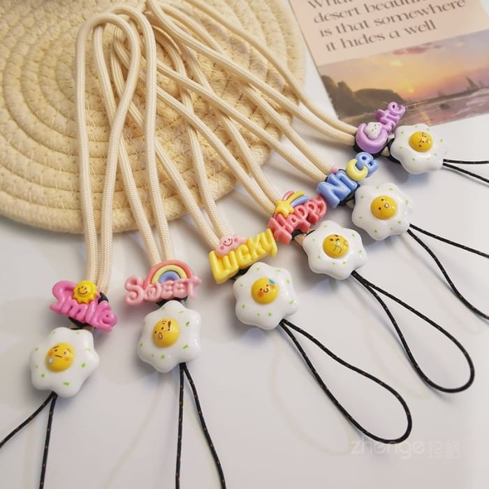 Lettering Fried Egg Phone Strap - Accessories