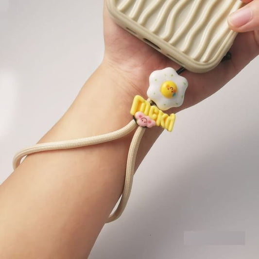 Lettering Fried Egg Phone Strap - Accessories