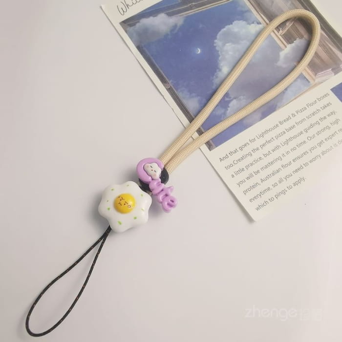 Lettering Fried Egg Phone Strap - Accessories