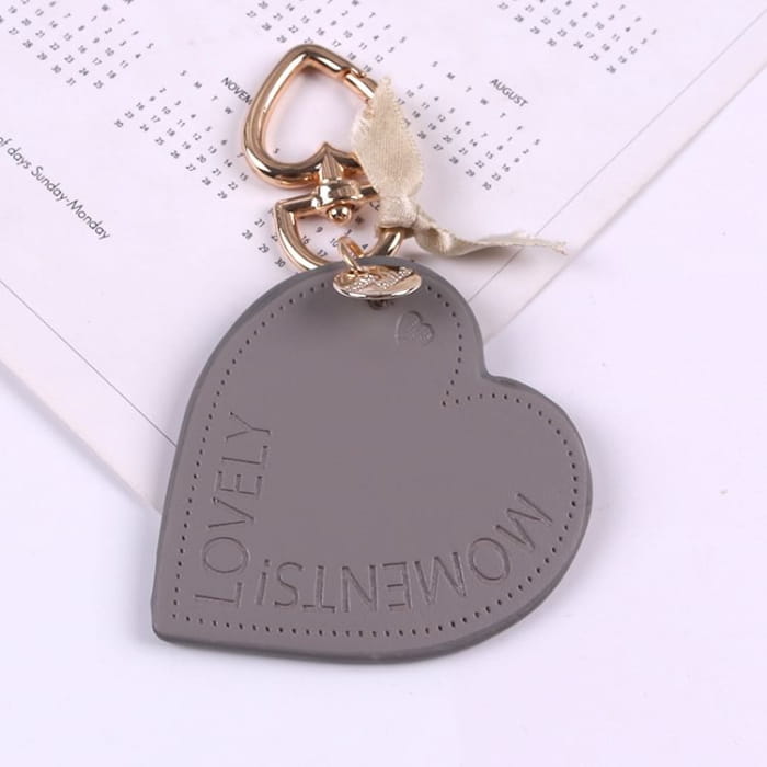 Lettering Heart Faux Leather Keyring