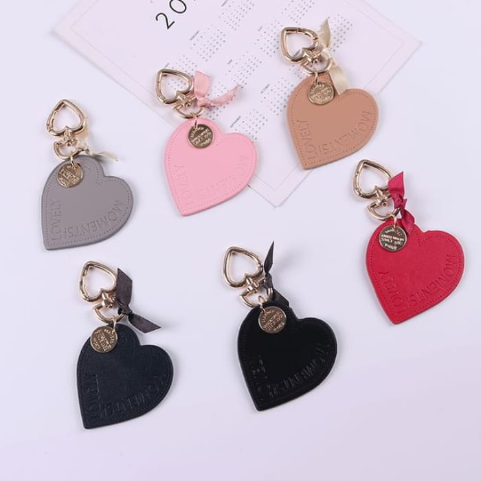 Lettering Heart Faux Leather Keyring