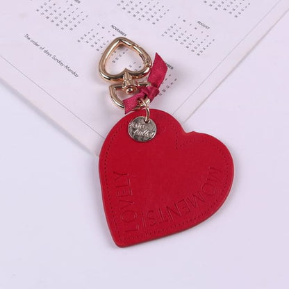 Lettering Heart Faux Leather Keyring - Q264-1 - Red