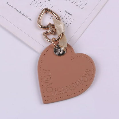 Lettering Heart Faux Leather Keyring - Q264-3 - Light Brown