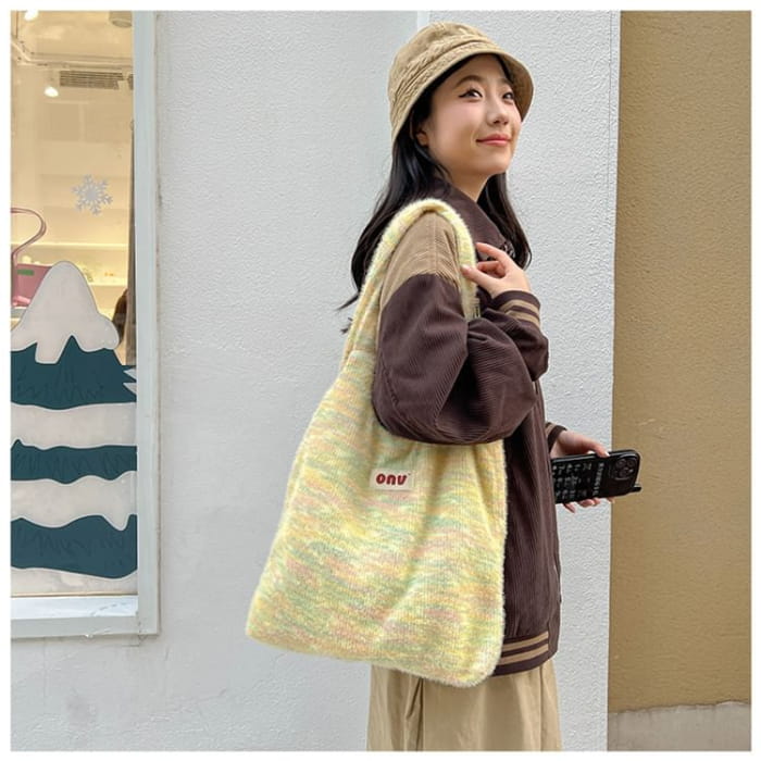 Lettering Knit Tote Bag