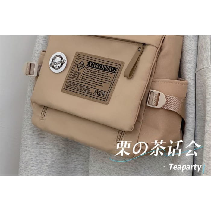 Lettering Label Applique Flap Crossbody Bag - Backpacks