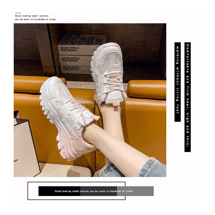 Lettering Label Applique Ombre Platform Sneakers