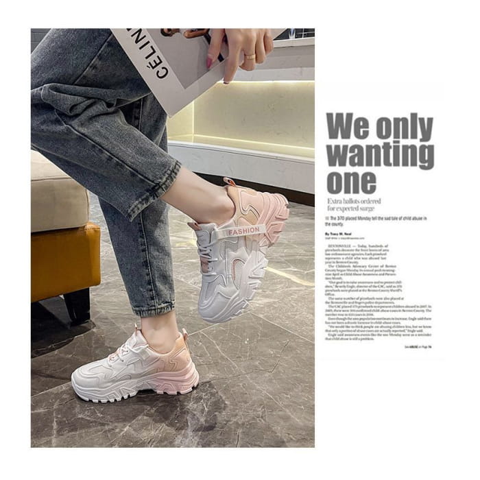 Lettering Label Applique Ombre Platform Sneakers