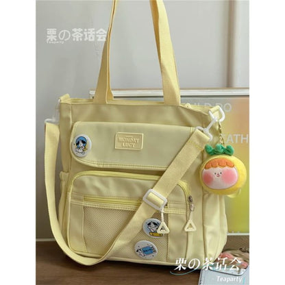 Lettering Label Top Handle Crossbody Bag - With Pineapple