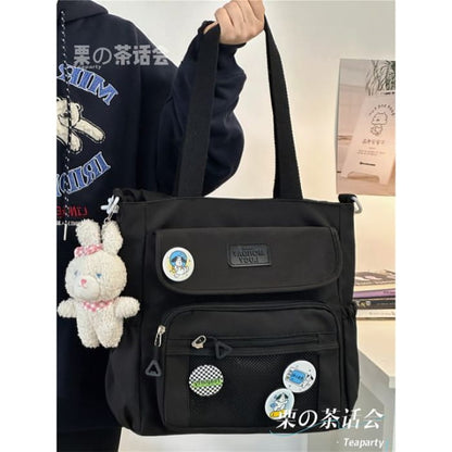 Lettering Label Top Handle Crossbody Bag - With Rabbit