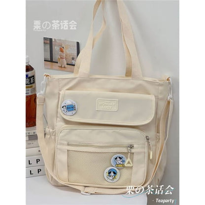 Lettering Label Top Handle Crossbody Bag - Without Charm