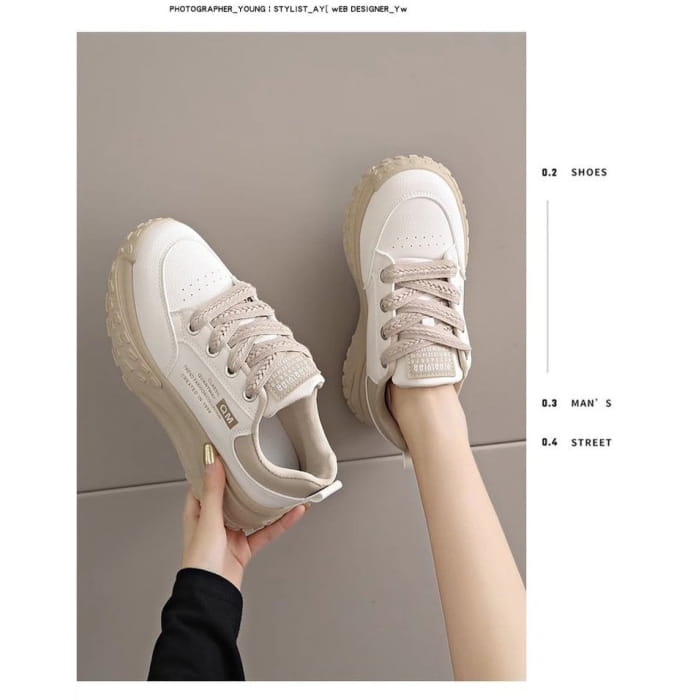 Lettering Lace-Up Platform Sneakers